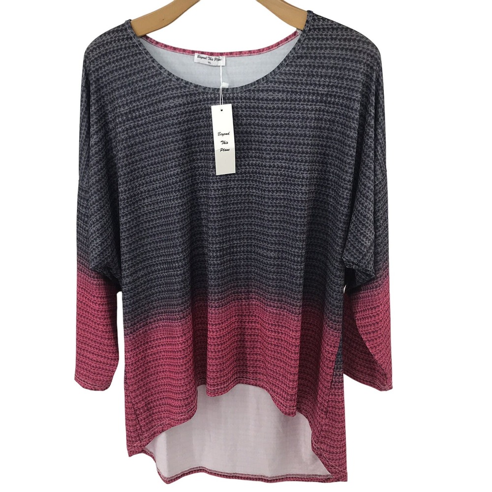 Beyond This Plane Womans 4XL Stretch Hi-Low Tunic 3/4‎ Length Sleeves New
